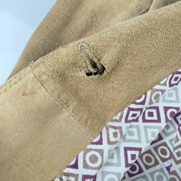 VINTAGE Suede Cropped Tan Camel Beige Blazer Jacket XS/S - Picture 7 of 7